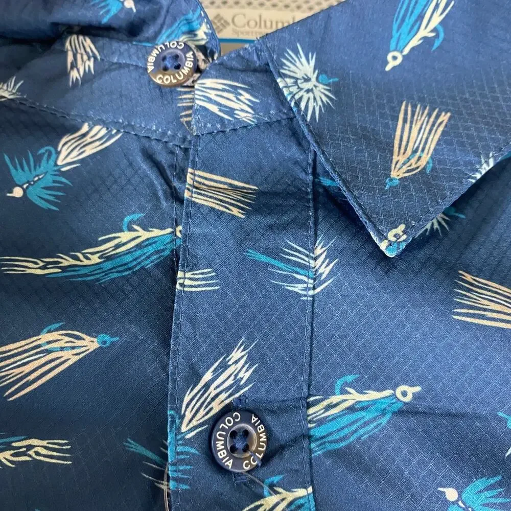 Columbia PFG Mens Fishing Super Slack Tide Camp Shirt 3XT Blue Lure Print NWT - Picture 11 of 12